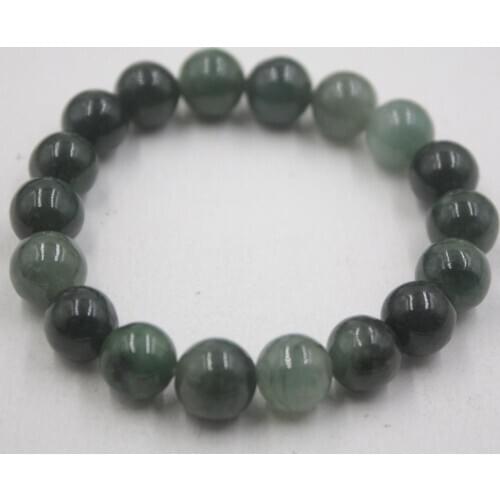Natural Grade A 10mm Oil Green Jade (Jadeite) Round Bead Bracelet Unisex