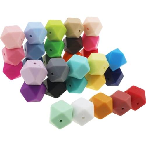 NEW! 17MM Geometric Hexagon Silicone Beads - DIY Lot of 100pcs Hexagon Loose Individual Silicone Beads without joint line