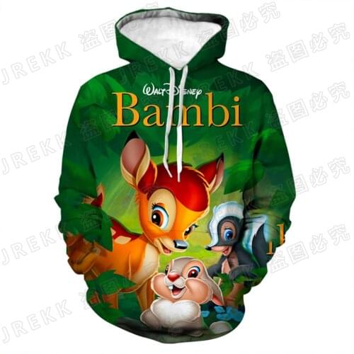 New Streetwear Men Women Children Casual Sweatshirts Bambi II 3D Print Boy Girl Kids Anime Hoodies Pullover Long Sleeve Tops