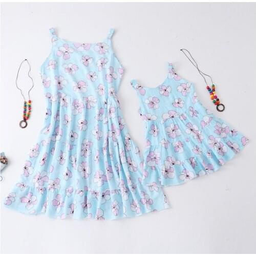 Mommy and me clothes Summer Girls tiered dress Mother and daughter beach dresses Fashion princess sundress Present necklace