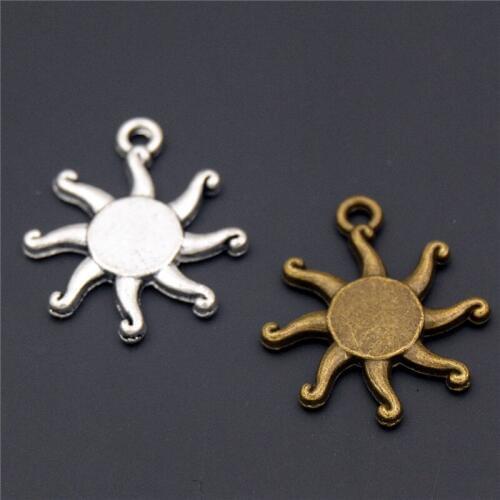 30 pcs Silver Color Bronze Sun Charm Pendant Jewelry Pendant Charms Findings 19x17mm A650/A99