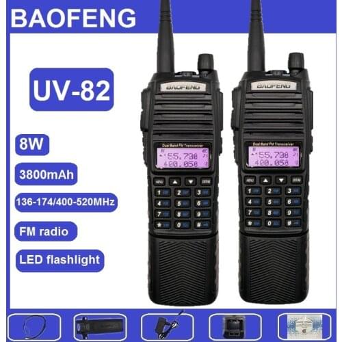 Powerful 1/2/3PC BAOFENG UV-82 8W Walkie Talkie 10KM Dual Band FM Transceiver VHF UHF CB Ham Radio Amateur Transmitter UV82 Plus