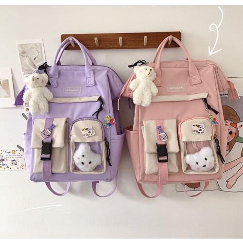 2021 Preppy Purple Backpack Women Waterproof Candy Colors Backpacks Fancy High School Bags for Teenage Girl Cute Travel Rucksack