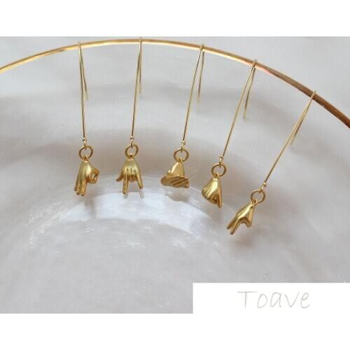 Copper-plated real gold sub-gold effect hand gesture series DIY Earrings Necklace Bracelet material accessories 2pcs