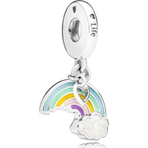 2018 Spring New 925 Sterling Silver Bead Rainbow of Love Pendant Charm Fits Original Pandora Bracelet DIY for Women Jewelry