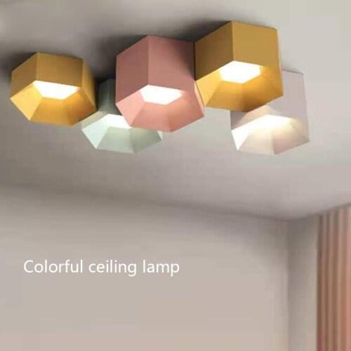 Modern Geometric Macaron combination ceiling lights bedside kitchen colorful metal Acrylic surface mount lamps lighting fixtures
