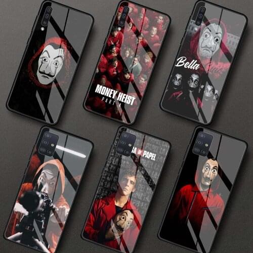 Spain TV La Casa de papel Glass Phone Case For Samsung Galaxy A51 A50 A71 A70 A21s A31 A10 A40 A52 M31 A41 A30 A91 A72 5G Cover