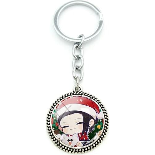 TAFREE Cartoon Animation Conjuration War Pattern Pendant Round Jewelry Glass Gem Cabochon Keychain Metal Keychain