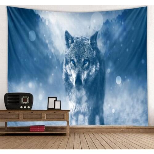 Three Wolves Holy Animals Tapestry Decoration Wall Hanging Lion Wolf Tiger Pattern Background Wall Tapestry Home Textile