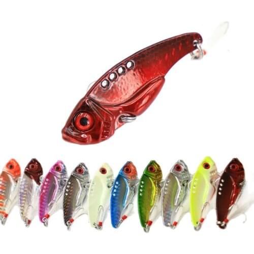 10 Color Metal VIB 7/10/15/20g Fishing Lure Vibration Spoon Hard Baits with Feather Crankbait Wobbler Swimbait Cicada VIB Tackle