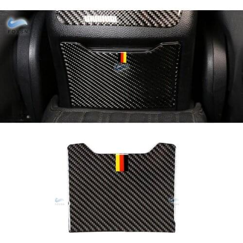 For Mercedes Benz C Class W205 C180 C200 C300 GLC260 Carbon Fiber Rear Armrest Storage Box Panel Cover Sticker Trim