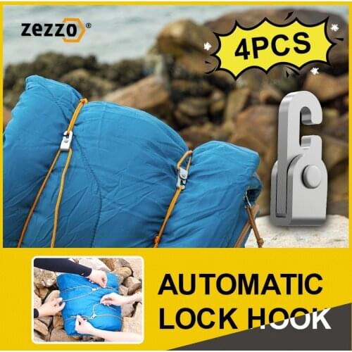 Zezzo® Automatic Lock Hook 4Pcs/Pack Magic Mini Knot-free Hooks for Camping Gardening Boating Fishing Practical Tools