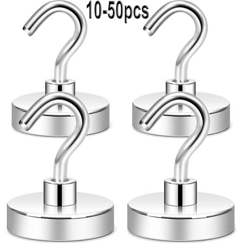 10-50 PCS Heavy Duty Wall Hanging Magnetic Hooks Office Garage Multi-purpose Key Coat Cup Strong Magnet Hook 10mm Organization