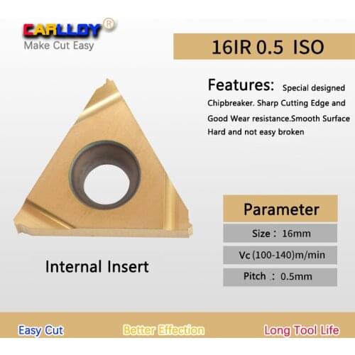 10pcs 0.5 pitch Thread Insert 16NR0.5ISO Yellow Right Hand Internal Threading Tips 16IR0.5ISO KJG5B