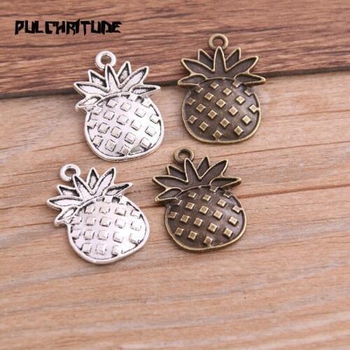 12PCS 18*25mm New Product Two Color Pineapple Charms Fruit Pendant Jewelry Metal Alloy Jewelry Marking