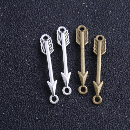 18PCS 6*38mm Bow And Arrow Charms Connectors Two Color DIY Retro Jewelry Bracelet Necklace Charms Pendan