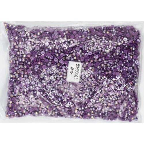 2mm,4mm,5mm,6mm,8mm,10mm,12mm Jelly Amethyst AB Flat back ABS round Half Pearl beads, imitation plastic half pearl beads