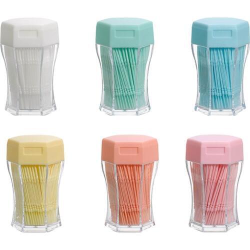 200Pcs Double Head Interdental Brush Toothpick With Hexagon Box Dental Oral Care