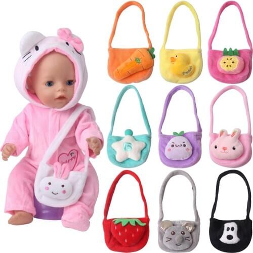 43 Cm Boy American Dolls Single Shoulder Bag Cartoon Animal Born Soft Purse Baby Toys Accessories Fit 18 Inch Girls Doll Q70