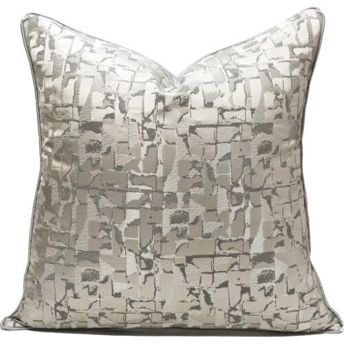 45*45cmSmall Plaid Silver Grey Hug Pillowcase Light Luxury Jacquard Sofa Cover Fashion Cushion Pillow Case Polyester Home Decor