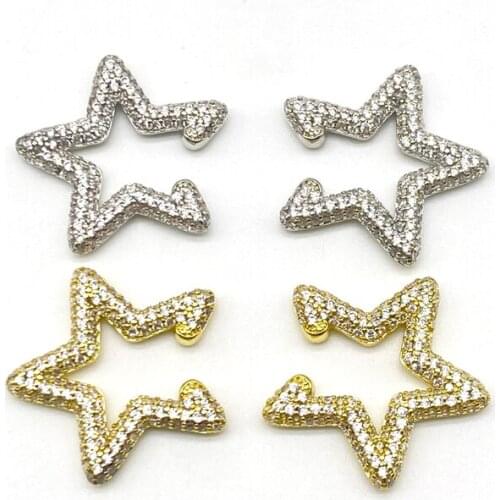 5pairs/lot Micro Cubic Zircon Paved Star Ear Cuff Earrings For Women Earrings