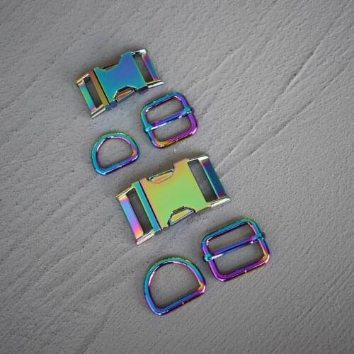 50 Sets 20/25mm Colourful Webbing Metal Hardware Strap Slider D Ring Release Belt Buckle For Dog Collar Pet Sewing Accessory