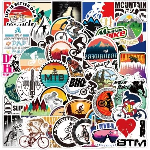 50pcs Mountain Bike Bicycle Graffiti Stickers DIY Luggage Laptop Refrigerator Water Cup Scrapbook Waterproof Stationery Sticker