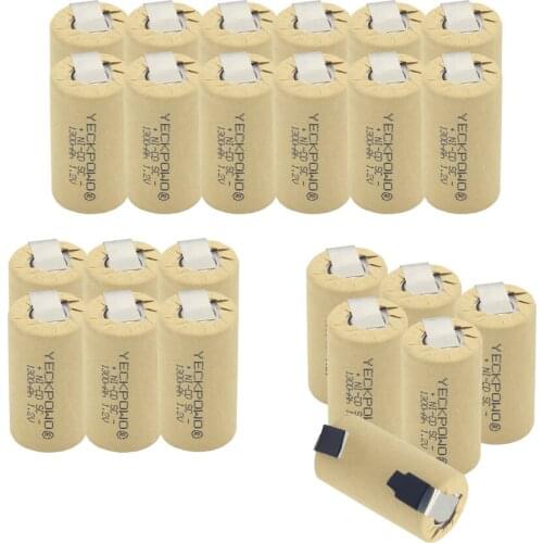 24 pcs Low price Moscow warehouse 1300mAh sub C battery NICD SC batteries 1.2V akkus flat top for dewalt for emergency lighting