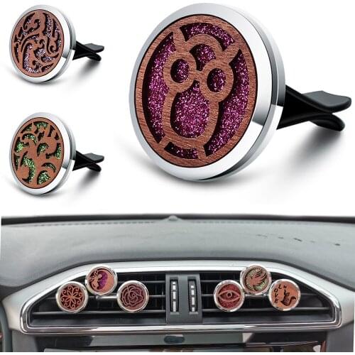2021 Car Aromatherapy Essential Oil Diffuser Retro Timber Owl Car Air Freshener Lasting Aromatic Perfume Locket Pendant Jewelry