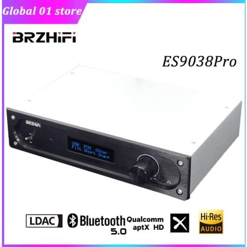 BRZHIFI Balanced Decoder Audio DAC ES9038PRO DSD512 PCM 32Bit 384KHz Amanero USB Bluetooth 5.0 SBC LDAC Decoding RCA XLR Output
