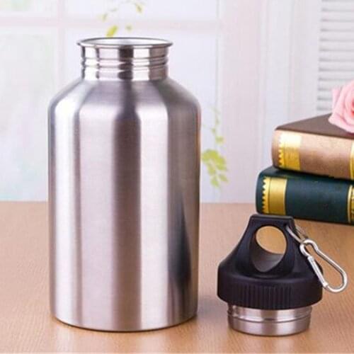 1Set Protector Bag Hook Sports Drink Water Bottle with 2L Stainless Steel Wide Mouth Drinking Water Bottle Outdoor Travel Kettle