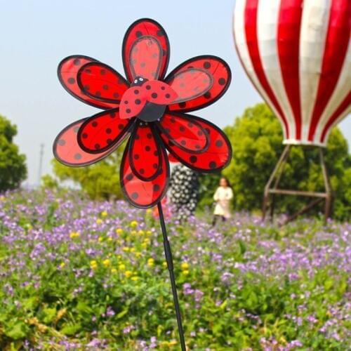 Kids Double Layer Beetle Windmill Wind Spinner Pinwheel Home Garden Yard Decor K1KC