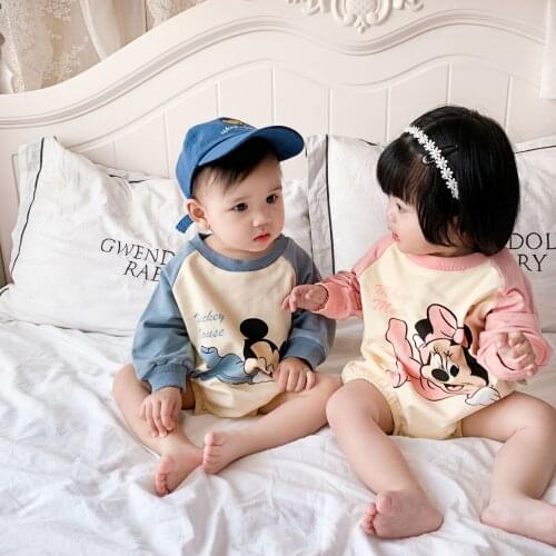 Newborn Baby Romper Cotton Casual Baby Boys Girls Climbing Clothes Cartoon Mickey Minnie Infant Jumpsuit One-piece Bodysuit