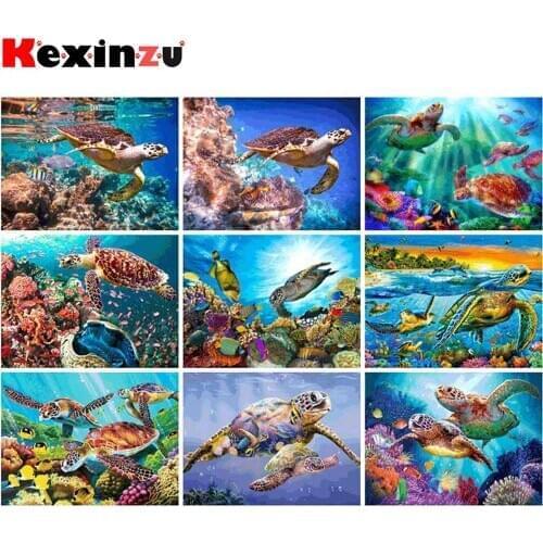 DIY 5D Diamond Mosaic Ocean Scenery Full Round Diamond Painting Sea Turtle Fish Cross Stitch Diamond Embroidery New Year Gift y4