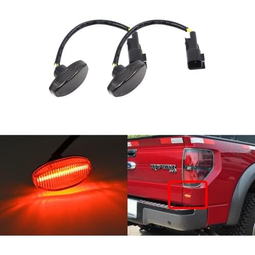 Smoke Tinted Lens Fits Ford F150 SVT Raptor 2010 2011 2012 2013 2014 Brilliant Red Rear Led Side Marker Lights Turn Signal