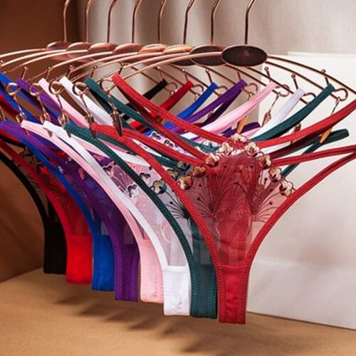 Exotic Ladies Temptation Lace Floral Thong Lingerie Cute Thin Low Waist Seamless Female T-Pants Panties Sexy Underwear Women