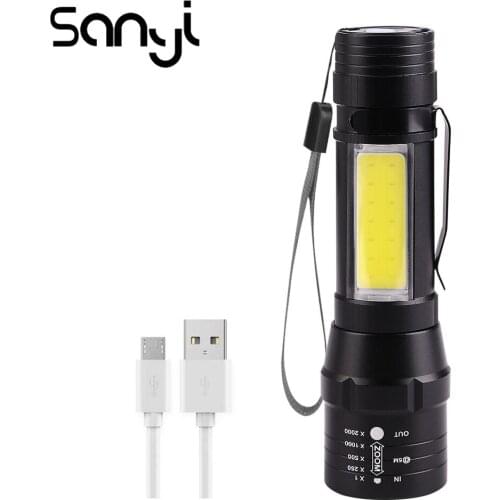 T6 Flashlight Portable COB Lantern Outdoor Torch Flashlamp Super Bright Working Lamp USB Rechargeable Emergency Light 4 Modes