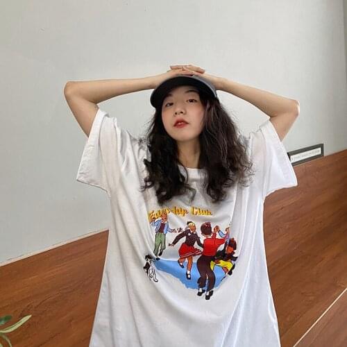 Funny Cartoon Pattern Printing Short-Sleeved t Shirt Women 2021 Summer Casual Fashion Loose All-Match Girl Top Clothes
