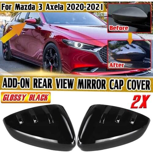 For Mazda 3 Axela 2020-2021 Car Side Rearview Mirror Cover Glossy Black Door Mirror Cover