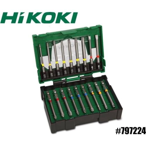 HIKOKI Slotted Phillips Spline Bit (18PCS) Screwdriver Bits Set 797224