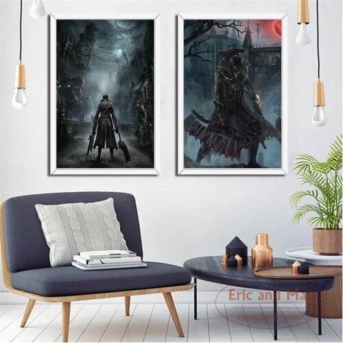 Bloodborne Game Hunter Hot Video Game Art Painting Vintage Canvas Poster Wall Home Decor