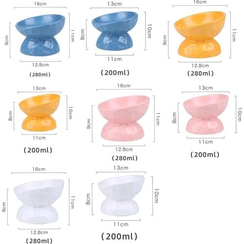 Ceramics Raised Cat Bowl Slanted Cat Bowl for Food Stress Free Angled Cat Bowl Less Regurgitating and Vomiting GQ