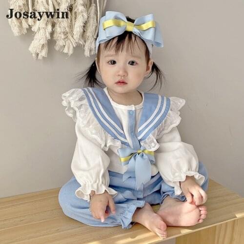 Josaywin Baby Spring Romper Outfit Newborn Kids Clothes Girl Kids Jumpsuit Kids Sailor Collar Warm Long Sleeve Toddler Romper
