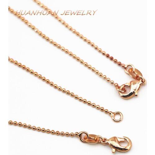 Fashion Statement Women Stainless Steel Chain Necklace 3PCS Round 1mm Rose Gold-Color Copper Link Chokers Jewelry 18inch B3387