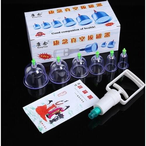 6 Type Cup Cupping Set Vacuum Cupping Cup Body Massage Suction Cup Therapy with Pumping Gun and Box