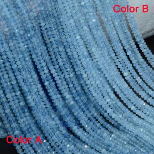 Natural Aquamarine Faceted Rondelle Beads 3.8mm, Thickness about 2.5-3mm