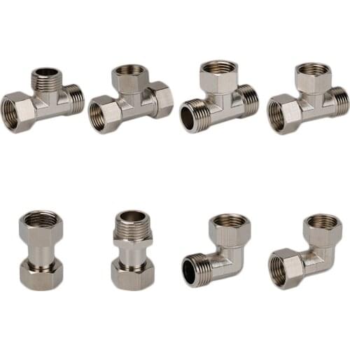 Nickel Plated Brass BSP 1/2"(20mm) Female/Male Thread Straight/Elbow/3-Way Pipe Connector Fitting Adapter
