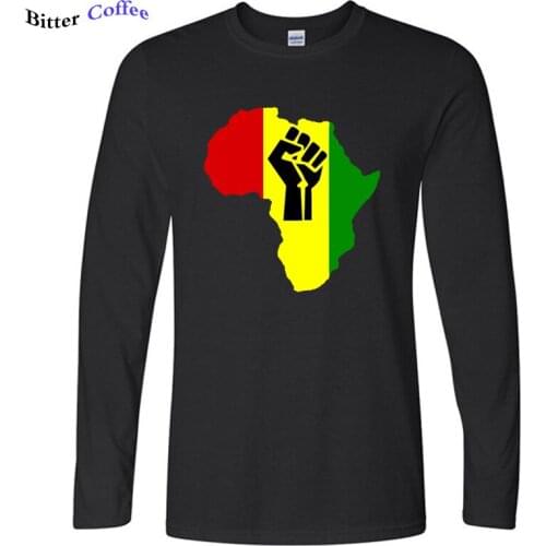 Africa Power NEW T Shirt Man Long Sleeve Round Neck Graphic Tees Male Big Clothing Fashion Higher Quality Tee Shirts Plus size