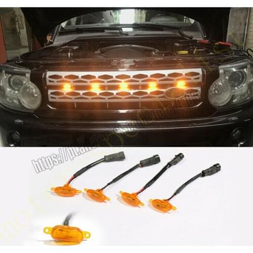 NEW For Land Rover LR4 2010-2016 Grille LED Amber Light Raptor Grill Trim Cover 5PCS car accessories