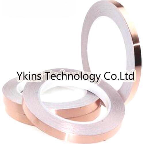 Single Conductive Adhesive Copper Foil Tape Strip Adhesive EMI Shielding Heat Resist 30 Meters 5/6/8/10mm